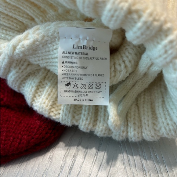 Lim Bridge Christmas Stockings Knit Set of 2 Burgundy & Ivory - Picture 4 of 7